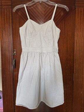 Striped Sundress - White & Light Blue